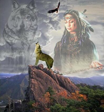 Femme indienne et ses loups  superbe !!